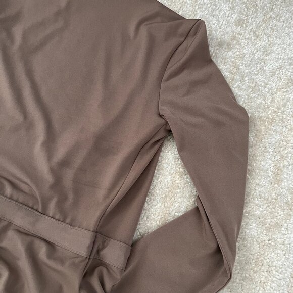 NWT Forever 21 Boho Summer Wrap Long Sleeve Dress S Taupe - Picture 8 of 11